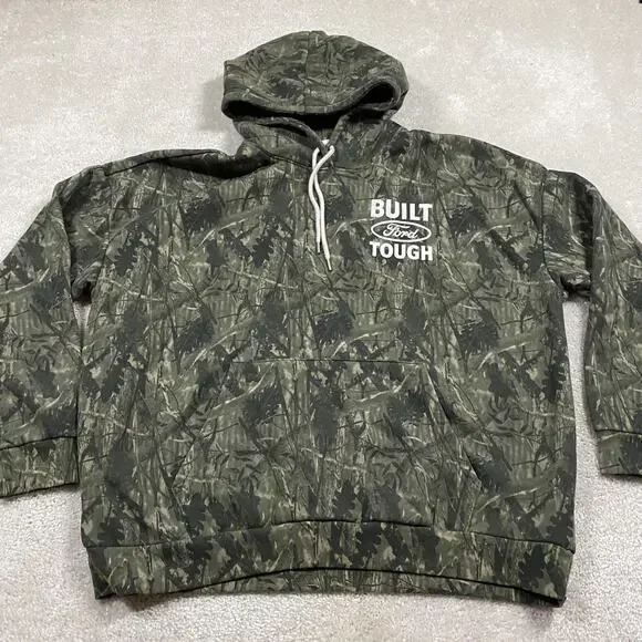 Ford Hoodie Mens 2XL Green Camo Built Ford Tough Pullover Sweatshirt Truck - Picture 1 of 8